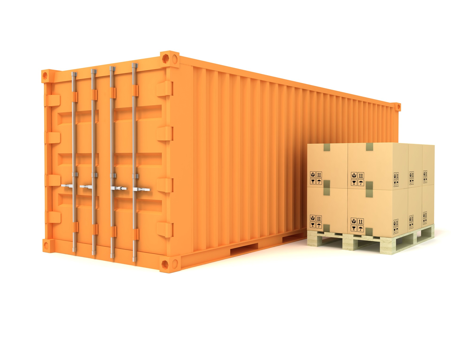 Cargo container cardboard boxes pallet shipping